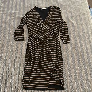 Draped Bailey 44 Dress, Tan and black stripe